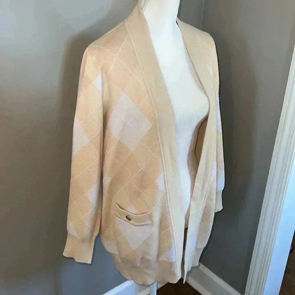 Sandro Beige and White Diamond Cardigan - Picture 4 of 12